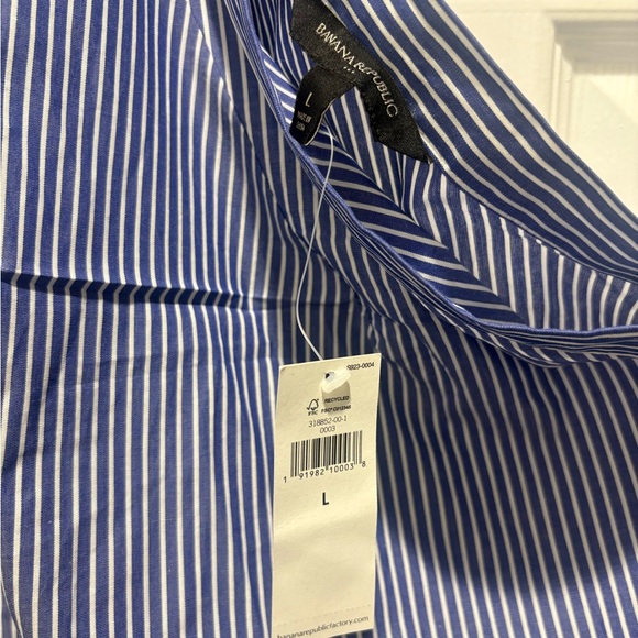 Banana Republic Blue and White Striped One Shoulder Shirt - Picture 2 of 6